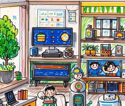 未来城市与家庭智能主题，智能与出行完美搭配的画画作品！很科技 - 图画吧TUHUABA