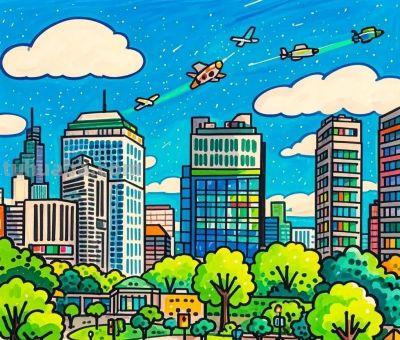 未来城市与家庭智能主题，智能与出行完美搭配的画画作品！很科技 - 图画吧TUHUABA