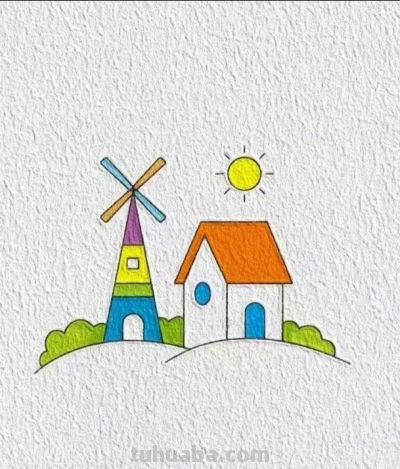 简笔画小房子~教宝宝画画用~ - 图画吧TUHUABA