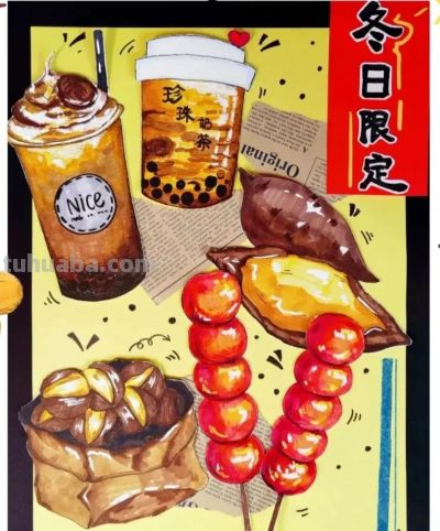 绘画素材—让人流口水的冬天美食少儿儿童创意画课例，太厉害了！ - 图画吧TUHUABA