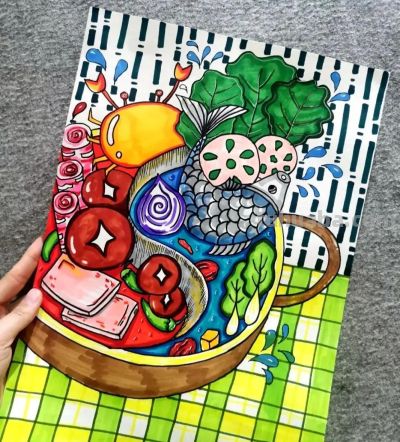 绘画素材—让人流口水的冬天美食少儿儿童创意画课例，太厉害了！ - 图画吧TUHUABA