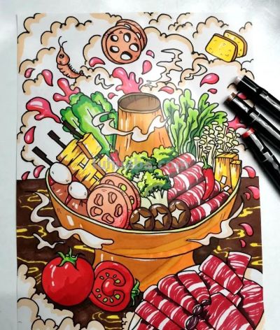 绘画素材—让人流口水的冬天美食少儿儿童创意画课例，太厉害了！ - 图画吧TUHUABA