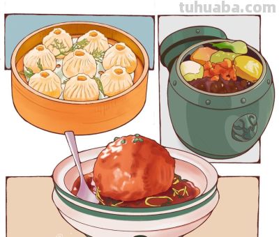 中国传统美食插画 - 图画吧TUHUABA