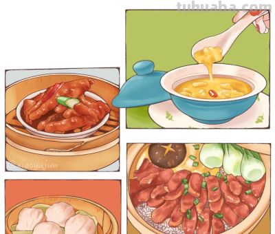 中国传统美食插画 - 图画吧TUHUABA
