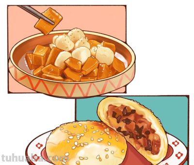 中国传统美食插画 - 图画吧TUHUABA