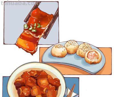 中国传统美食插画 - 图画吧TUHUABA