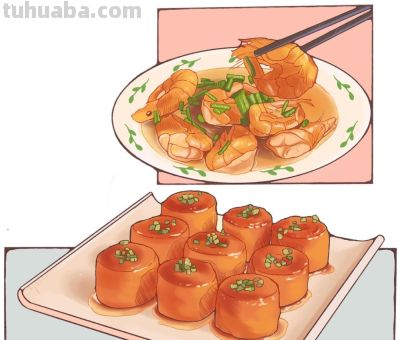 中国传统美食插画 - 图画吧TUHUABA