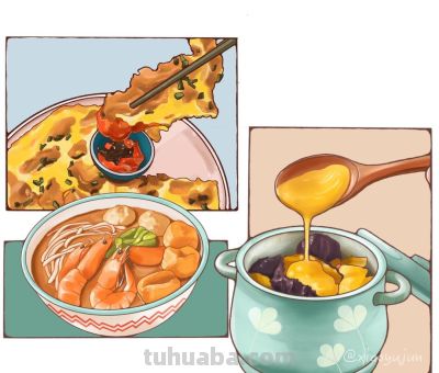 中国传统美食插画 - 图画吧TUHUABA