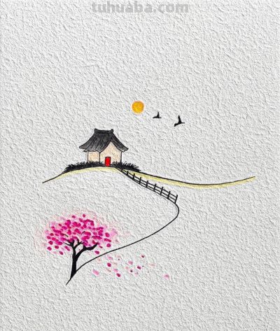 简笔画｜在春风里起舞，让生活如诗如画 - 图画吧TUHUABA