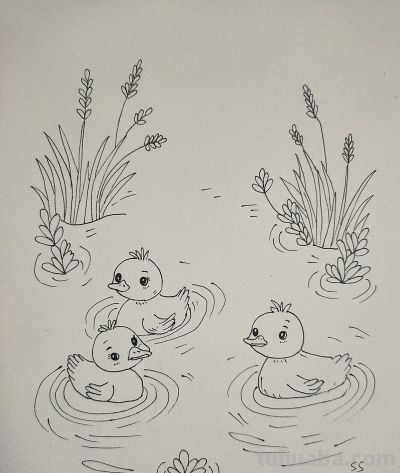小鸭鸭彩铅简笔画:简单的生活里藏着最纯粹的快乐 - 图画吧TUHUABA