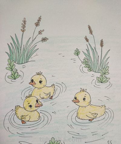 小鸭鸭彩铅简笔画:简单的生活里藏着最纯粹的快乐 - 图画吧TUHUABA