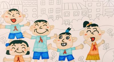 分享一组校园生活主题绘画，阳光下成长，快乐的校园生活，可收藏 - 图画吧TUHUABA