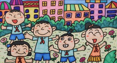 分享一组校园生活主题绘画，阳光下成长，快乐的校园生活，可收藏 - 图画吧TUHUABA