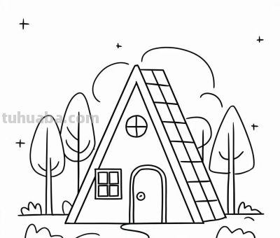 22种小房子简笔画线稿图，打印涂色 - 图画吧TUHUABA