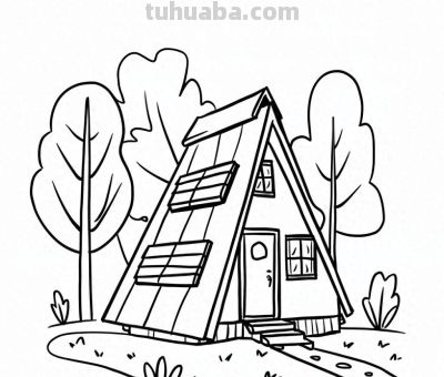 22种小房子简笔画线稿图，打印涂色 - 图画吧TUHUABA