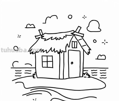 22种小房子简笔画线稿图，打印涂色 - 图画吧TUHUABA