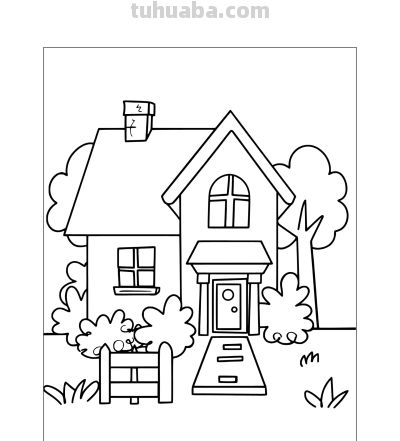 22种小房子简笔画线稿图，打印涂色 - 图画吧TUHUABA