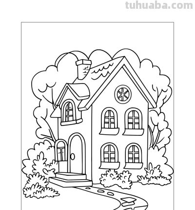 22种小房子简笔画线稿图，打印涂色 - 图画吧TUHUABA