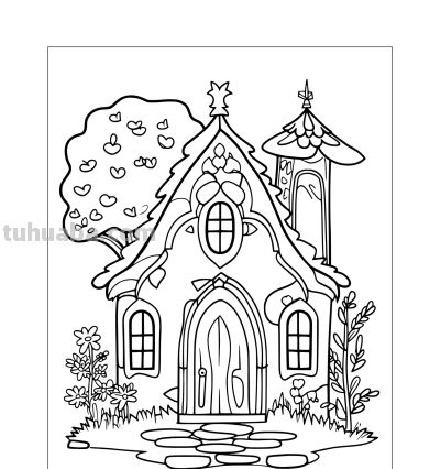 22种小房子简笔画线稿图，打印涂色 - 图画吧TUHUABA