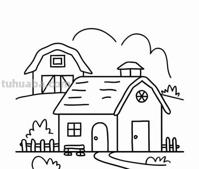 22种小房子简笔画线稿图，打印涂色 - 图画吧TUHUABA