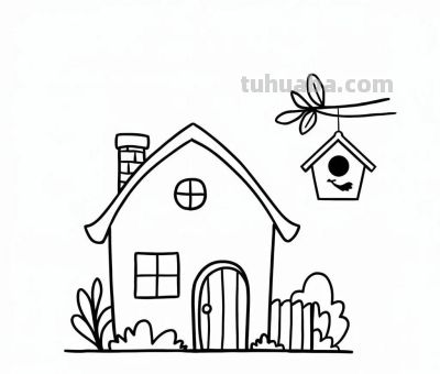 22种小房子简笔画线稿图，打印涂色 - 图画吧TUHUABA
