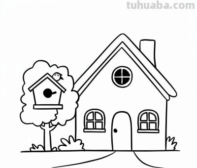 22种小房子简笔画线稿图，打印涂色 - 图画吧TUHUABA