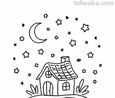 22种小房子简笔画线稿图，打印涂色 - 图画吧TUHUABA