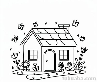 22种小房子简笔画线稿图，打印涂色 - 图画吧TUHUABA