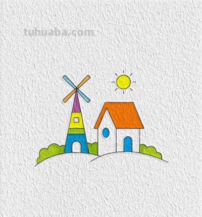 简笔画~房子 - 图画吧TUHUABA