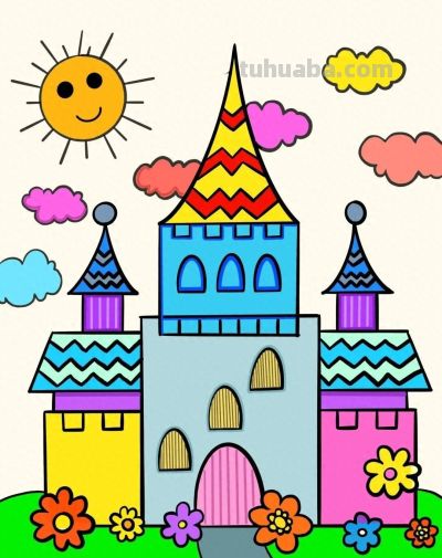 儿童简笔画#幼儿园美术#城堡简笔画#可打印