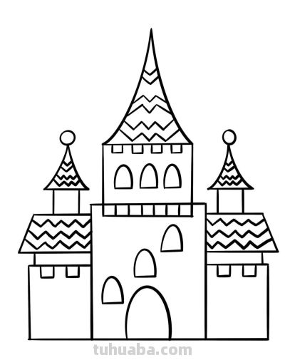 儿童简笔画#幼儿园美术#城堡简笔画#可打印 - 图画吧TUHUABA