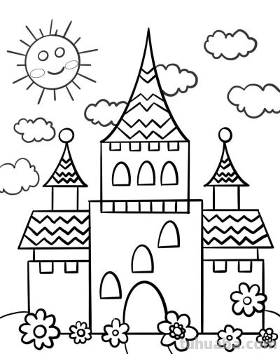 儿童简笔画#幼儿园美术#城堡简笔画#可打印 - 图画吧TUHUABA