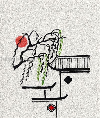 今日古风简笔画❥ 垂影栖檐（附过程）