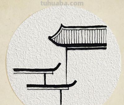 今日古风简笔画❥ 垂影栖檐（附过程） - 图画吧TUHUABA