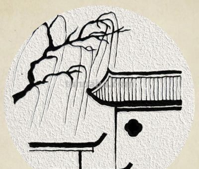 今日古风简笔画❥ 垂影栖檐（附过程） - 图画吧TUHUABA