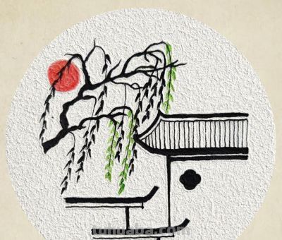 今日古风简笔画❥ 垂影栖檐（附过程） - 图画吧TUHUABA