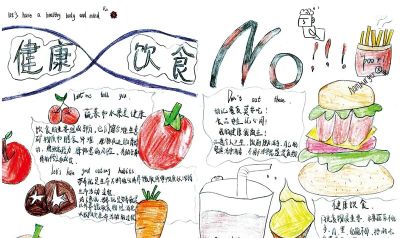 图集 | “减盐减油”主题校园创意手抄报 - 图画吧TUHUABA