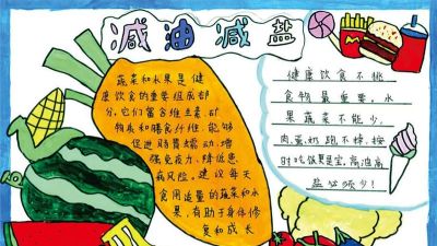 图集 | “减盐减油”主题校园创意手抄报 - 图画吧TUHUABA