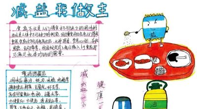 图集 | “减盐减油”主题校园创意手抄报 - 图画吧TUHUABA