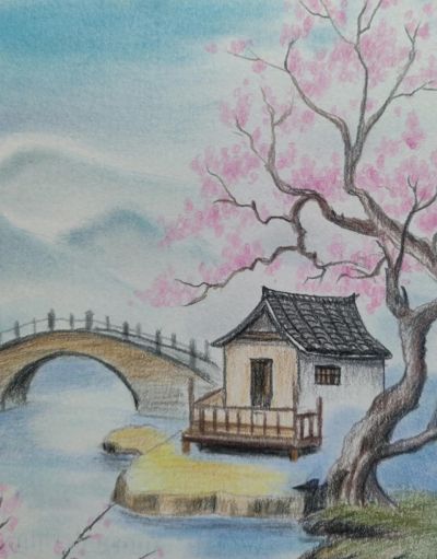 彩铅风景图 - 图画吧TUHUABA