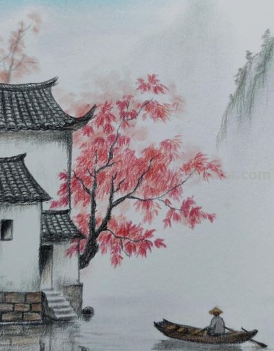 彩铅风景图 - 图画吧TUHUABA