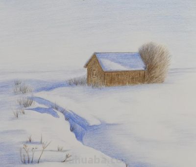 彩铅画：雪季🌨️ - 图画吧TUHUABA