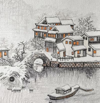 彩铅画：雪季🌨️ - 图画吧TUHUABA