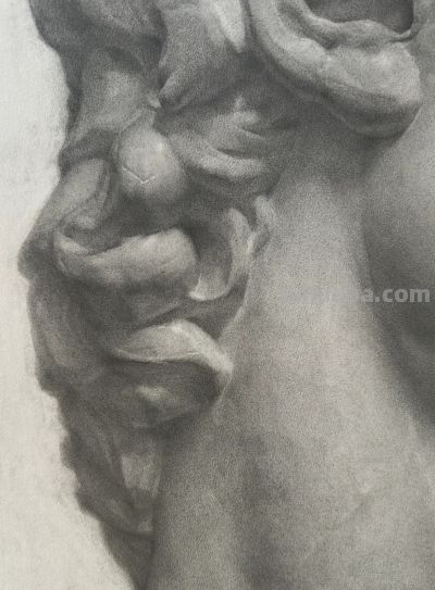 非常细腻真实的大卫石膏像素描，质感太写实，不是照片也不是AI - 图画吧TUHUABA