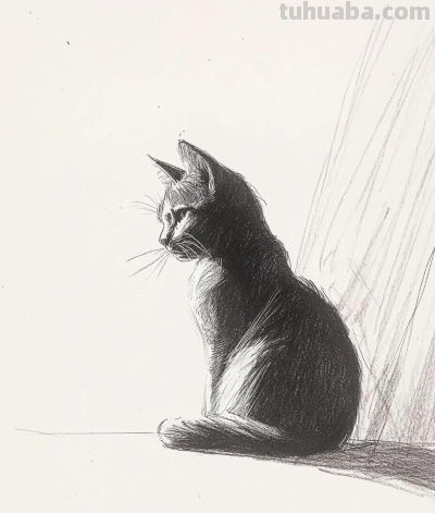 素描速写 猫咪 - 图画吧TUHUABA