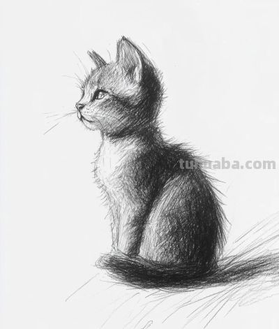 素描速写 猫咪 - 图画吧TUHUABA