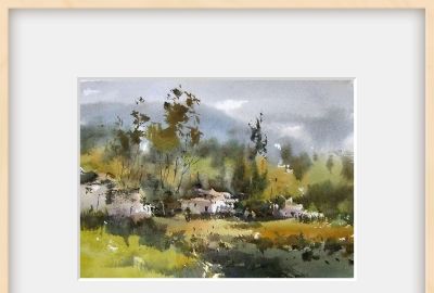 每日一画 | 深秋写意：水彩里的山野余温 - 图画吧TUHUABA