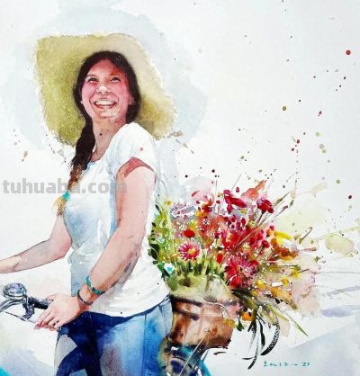 溢彩之美｜水彩画名家尤德斯人物速写作品欣赏 - 图画吧TUHUABA