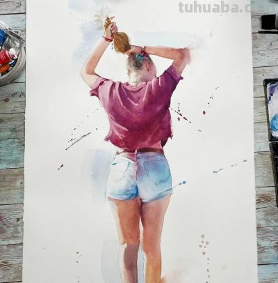 溢彩之美｜水彩画名家尤德斯人物速写作品欣赏 - 图画吧TUHUABA