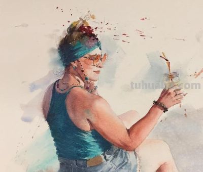 溢彩之美｜水彩画名家尤德斯人物速写作品欣赏 - 图画吧TUHUABA